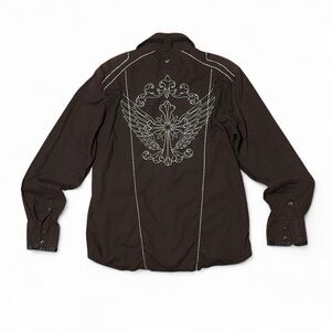 Lamasini Y2k Affliction style shirt with rhinestones